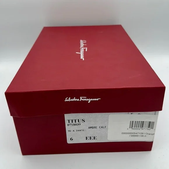 Salvatore Ferragamo Titus Wingtip Oxford Brown Leather Size 6 EEE NIB